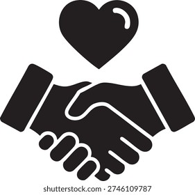 Handshake Partnership and Corporate Trust Vector Icon with Heart
