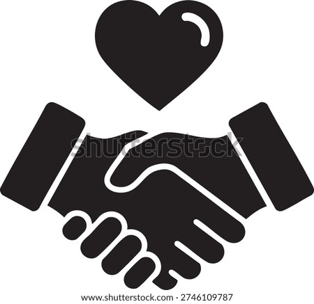 Handshake Partnership and Corporate Trust Vector Icon with Heart