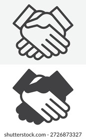 Conjunto de iconos de asociación de apretón de manos en diferente estilo. Línea, contorno y símbolo de Vector de icono sólido y símbolo con trazo editable. Icono del apretón de manos para el Acuerdo y el trato.