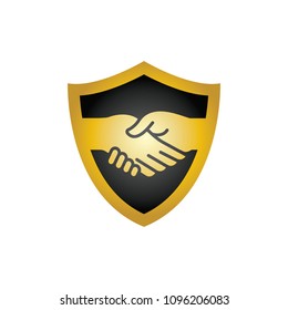 Handshake partnership shield logo