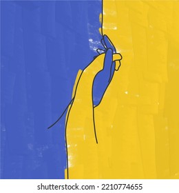 Handshake, peace, no war, background in the colors of the flag of Ukraine, paint