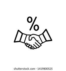 handshake and percent icon vector design