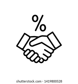 handshake and percent icon vector design