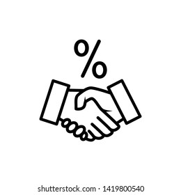 handshake and percent icon vector design