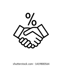 handshake and percent icon vector design