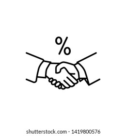 handshake and percent icon vector design