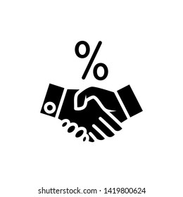 handshake and percent icon vector design