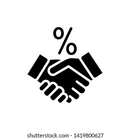 handshake and percent icon vector design