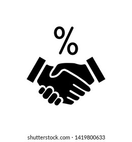handshake and percent icon vector design