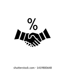 handshake and percent icon vector design