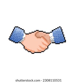 handshake in pixel art style