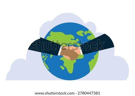 Handshake and planet Earth. World peace, global agreement, international partnership, worldwide business concepts