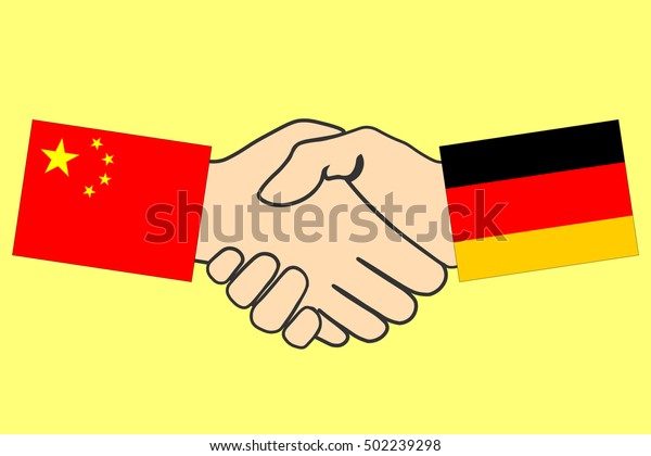 Handshake Pr China Germany Flag Handshake Stock Vector (Royalty Free ...