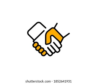 Handshake Premium Line Symbol Einfaches hochwertiges Piktogramm. Moderne Kontursymbole. Schlagt Vektorgrafik auf weißem Hintergrund. 