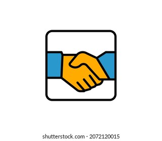 Handshake Premium Line Symbol Einfaches hochwertiges Piktogramm. Moderne Kontursymbole. Schlagt Vektorgrafik auf weißem Hintergrund. 