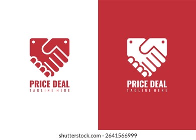 Handshake Price Tag Logo Vector