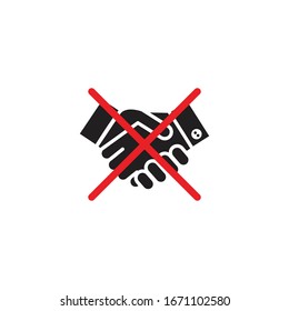 Handshake prohibited vector icon illustration