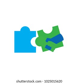 Handshake Puzzle Logo Icon Design
