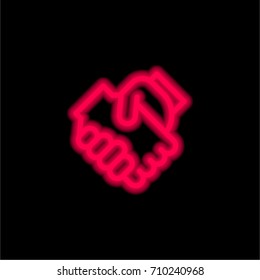 Handshake red glowing neon ui ux icon. Glowing sign logo vector