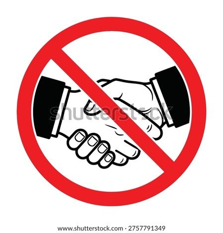 Handshake refusal prohibition sign with red circle and line