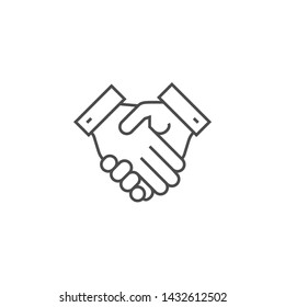Handshake Related Vector Thin Line Icon. Isolated on White Background. Editable Stroke. Vector Illustration.