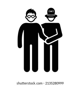 Handshake, relationship icon. Black vector graphics.