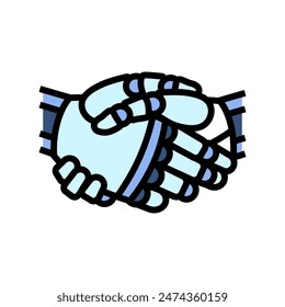 handshake robot hand gesture color icon vector. handshake robot hand gesture sign. isolated symbol illustration