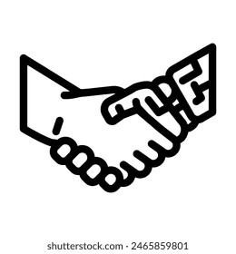Vector de línea de gesto de mano de robot de apretón de manos. símbolo de gesto de mano de robot de apretón de manos.