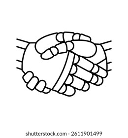 handshake robot hand gesture line icon vector. handshake robot hand gesture sign. isolated contour symbol black illustration