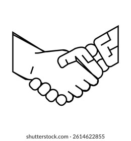 handshake robot hand gesture line icon vector. handshake robot hand gesture sign. isolated contour symbol black illustration