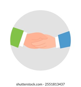Handshake, round icon. Vector simple color flat illustration.