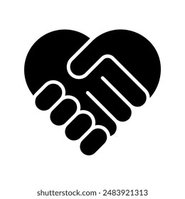 Handshake set icon. Heart shaped handshake, unity, cooperation, partnership, agreement, collaboration, alliance, teamwork, mutual respect, political alliance, community bond, social harmony.