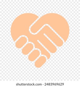 Handshake set icon. Heart shaped handshake, unity, cooperation, partnership, agreement, collaboration, alliance, teamwork, mutual respect, political alliance, community bond, social harmony.