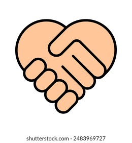 Handshake set icon. Heart shaped handshake, unity, cooperation, partnership, agreement, collaboration, alliance, teamwork, mutual respect, political alliance, community bond, social harmony.