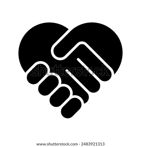 Handshake set icon. Heart shaped handshake, unity, cooperation, partnership, agreement, collaboration, alliance, teamwork, mutual respect, political alliance, community bond, social harmony.