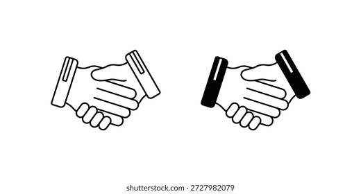 Icono de conjunto de apretón de manos con Vector de fondo blanco