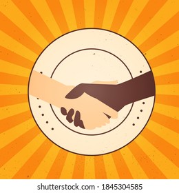 Handshake. Shaking hands business vector illustration, symbol of success business deal or contract, happy partnership or friendship, greeting shake, agreement, casual handshaking agreement concept. 