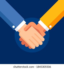 Apretón de manos. Sacudiendo las manos la ilustración de vector de negocio, símbolo de éxito de negocio o contrato, asociación feliz o amistad, saludo temblor, acuerdo, concepto de acuerdo casual de intercambio de manos. 
