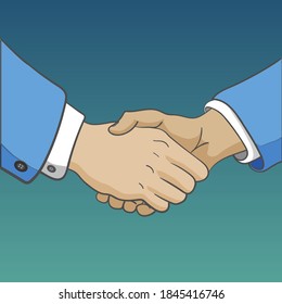 Handshake. Händeschütteln Sie geschäftliche Vektorgrafik, Symbol des Erfolgs Business Deal oder Vertrag, glückliche Partnerschaft oder Freundschaft, Grußschütteln, Vereinbarung, lockeres Händeschütteln Agreement Konzept. 