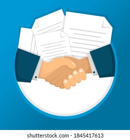 Handshake. Händeschütteln Sie geschäftliche Vektorgrafik, Symbol des Erfolgs Business Deal oder Vertrag, glückliche Partnerschaft oder Freundschaft, Grußschütteln, Vereinbarung, lockeres Händeschütteln Agreement Konzept. 