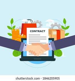 Handshake. Händeschütteln Sie geschäftliche Vektorgrafik, Symbol des Erfolgs Business Deal oder Vertrag, glückliche Partnerschaft oder Freundschaft, Grußschütteln, Vereinbarung, lockeres Händeschütteln Agreement Konzept. 