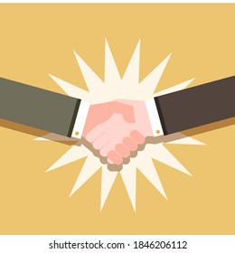 Apretón de manos. Sacudiendo las manos la ilustración de vector de negocio, símbolo de éxito de negocio o contrato, asociación feliz o amistad, saludo temblor, acuerdo, concepto de acuerdo casual de intercambio de manos. 
