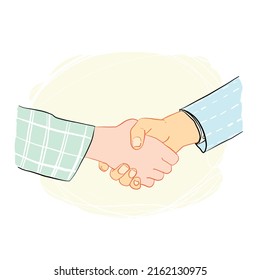 Handshake shaking hands business vector illustration han drawn illustration