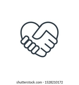 handshake shaped heart icon line design image illustration