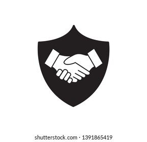 Handshake and shield icon vector  ,Agreement sign illustration