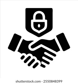 Handshake with Shield and Lock Icon – Secure Contract, Business Agreement, Trust and Security Symbol, Partnership Icon