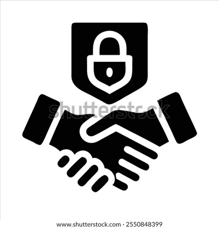 Handshake with Shield and Lock Icon – Secure Contract, Business Agreement, Trust and Security Symbol, Partnership Icon