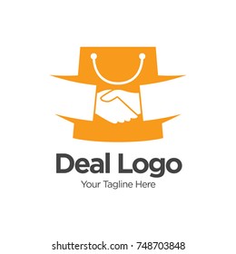 Handshake In A Shopping Bag Deal Logo For A Marketplace Logo Design Template Design