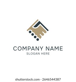 Handshake sign. Logo for business, law firm, sale. Concept of agreement, partnership, collaboration. Vector illustration.