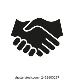 Handshake Silhouette Icon. Business Partnership. Greetings, Introduction At Meeting Glyph Pictogram. Hand Shake, Deal Solid Sign. Professional Agreement Symbol. Isolated Vector Illustration.